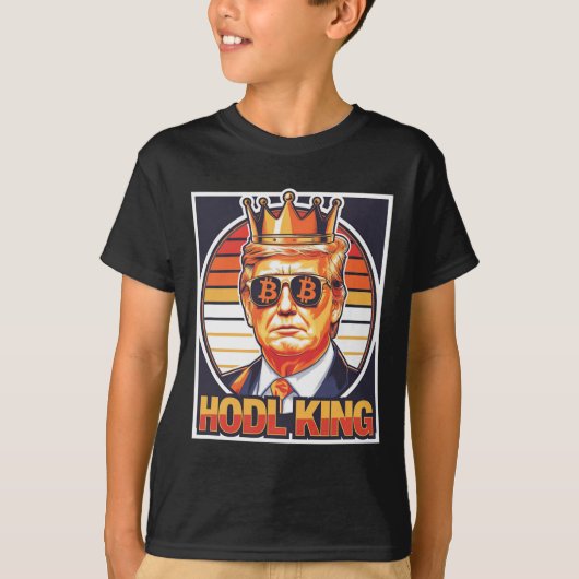 Niedlicher Bitcoin King Trump Crypto Shades Future T-Shirt (Vorderseite)