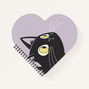 Niedlicher Black Cat Cartoon - Herz-förmige Kinder Notizblock