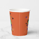 Niedlicher Black Cat Halloween Orange Paper Cup Pappbecher (Rechts)