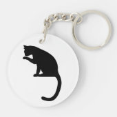 Niedlicher Black Cat Halloween Schlüsselanhänger (Rückseite)