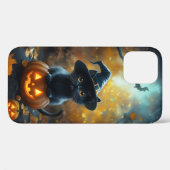 Niedlicher Black Cat Hexe Halloween iPhone Case (Rückseite (Horizontal))
