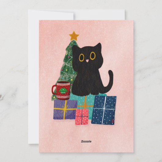 Niedlicher Black Cat Kaffee Pink Weihnachten Party (Rückseite)