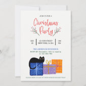 Niedlicher Black Cat Kaffee Weihnachten Party Einladung (Vorderseite)
