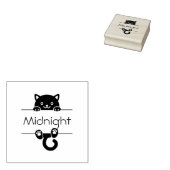 Niedlicher Black Cat Peeking Individuelle Name Gummistempel (Stempel)