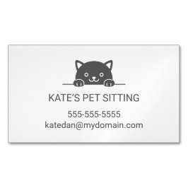 Niedlicher Black Cat Peeking Pet Sitting Service 2 Magnetische Visitenkarte