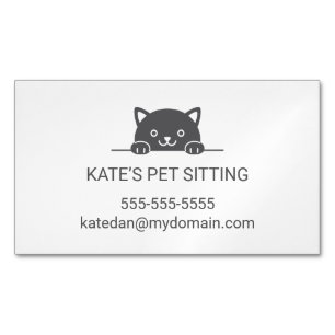 Niedlicher Black Cat Peeking Pet Sitting Service 2 Magnetische Visitenkarte