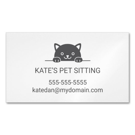 Niedlicher Black Cat Peeking Pet Sitting Service 2 Magnetische Visitenkarte (Vorderseite)