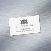 Niedlicher Black Cat Peeking Pet Sitting Service 2 Magnetische Visitenkarte (Beispiel)