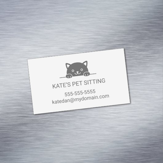 Niedlicher Black Cat Peeking Pet Sitting Service 2 Magnetische Visitenkarte (Beispiel)