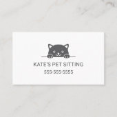 Niedlicher Black Cat Peeking Pet Sitting Service 2 Visitenkarte (Vorderseite)
