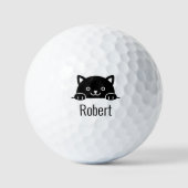 Niedlicher Black Cat Pet Individuelle Name Golfball (Vorderseite)