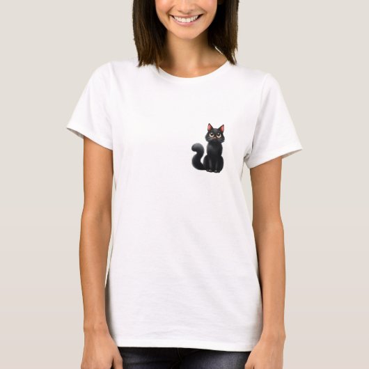 Niedlicher Black Cat T - Shirt (Vorderseite)