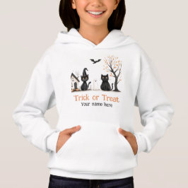 Niedlicher Black Cats Trick oder Individuelle Name Hoodie