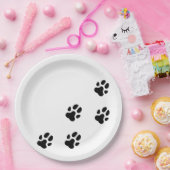 Niedlicher Black Dog Paw-Ausdruck Pappteller (Party)