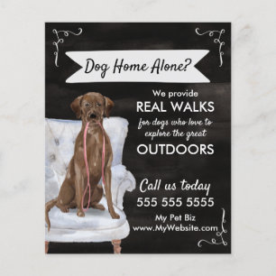 Niedlicher Black Dog Walker Flyer mit Wirbel und B