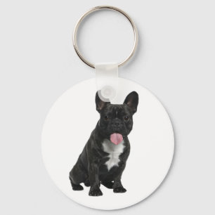 Niedlicher Black-French Bulldog-Welpe-Hund-Schlüs Schlüsselanhänger