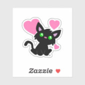 Niedlicher Black Kitty Custom-Cut Vinyl Sticker (Blatt)