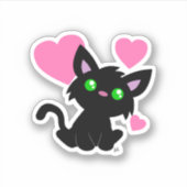 Niedlicher Black Kitty Custom-Cut Vinyl Sticker (Vorderseite)