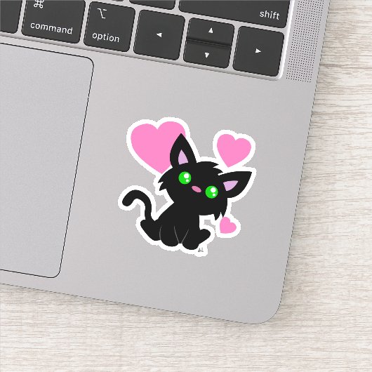 Niedlicher Black Kitty Custom-Cut Vinyl Sticker (Detail)