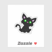 Niedlicher Black Kitty Custom-Cut Vinyl Sticker (Blatt)