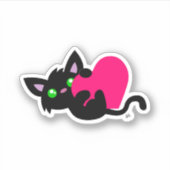 Niedlicher Black Kitty Custom-Cut Vinyl Sticker (Vorderseite)