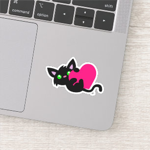Niedlicher Black Kitty Custom-Cut Vinyl Sticker