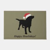 Niedlicher Black Lab Hund mit Weihnachts Weihnacht Fußmatte (Vorderseite)