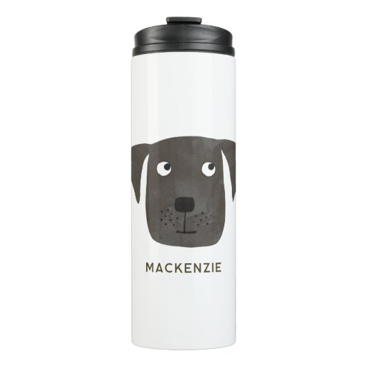 Niedlicher Black Labrador Retriever Hund Art Indiv Thermosbecher (Vorderseite)