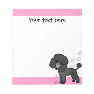 Niedlicher Black Poodle Cartoon Blau Rosa Printwer Notizblock