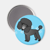 Niedlicher Black Poodle-Cartoon Magnet (Vorderseite/Rückseite)