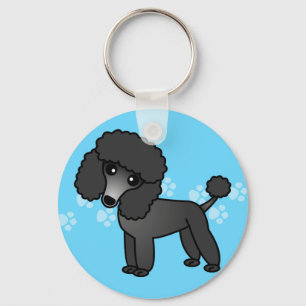 Niedlicher Black Poodle-Cartoon Schlüsselanhänger