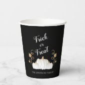 Niedlicher Black Pumpkin Trick oder Treat Hallowee Pappbecher (Rückseite)