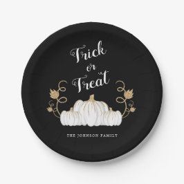 Niedlicher Black Pumpkin Trick oder Treat Hallowee Pappteller