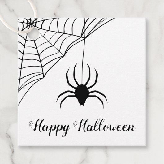 Niedlicher Black Spider Happy Halloween Geschenkanhänger (Vorderseite)
