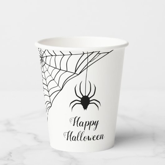 Niedlicher Black Spider Happy Halloween Pappbecher (Vorderseite)