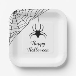 Niedlicher Black Spider Happy Halloween Pappteller