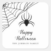 Niedlicher Black Spider Happy Halloween Quadratischer Aufkleber (Vorderseite)