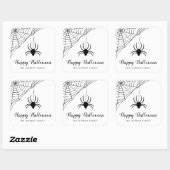 Niedlicher Black Spider Happy Halloween Quadratischer Aufkleber (Blatt)