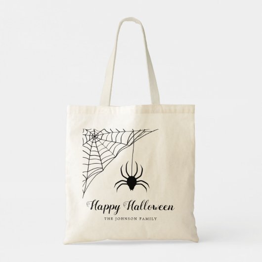 Niedlicher Black Spider Happy Halloween Tragetasche (Rückseite)