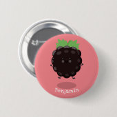Niedlicher BlackBerry lila Cartoon Button (Vorne & Hinten)