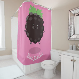 Niedlicher BlackBerry lila Cartoon Duschvorhang