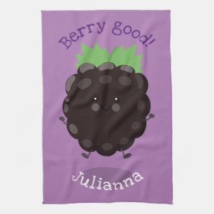 Niedlicher BlackBerry lila Cartoon Geschirrtuch