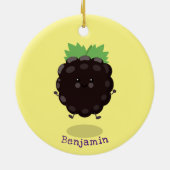 Niedlicher BlackBerry lila Cartoon Keramik Ornament (Hinten)