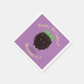 Niedlicher BlackBerry lila Cartoon Serviette (Ecke)