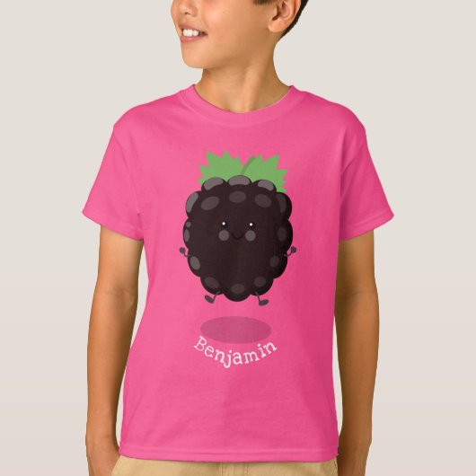 Niedlicher BlackBerry lila Cartoon T-Shirt (Vorderseite)