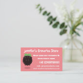 Niedlicher BlackBerry lila Cartoon Visitenkarte (Stehend Vorderseite)