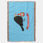 Niedlicher Blackbird mit Weihnachtsball Decke (Vorderseite Vertikal)