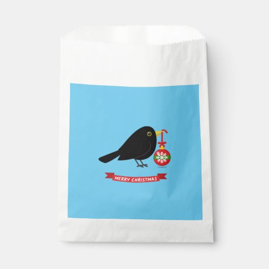 Niedlicher Blackbird mit Weihnachtsball Geschenktütchen (Vorderseite)