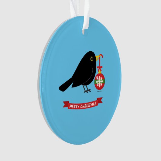 Niedlicher Blackbird mit Weihnachtsball Ornament (Vorderseite)