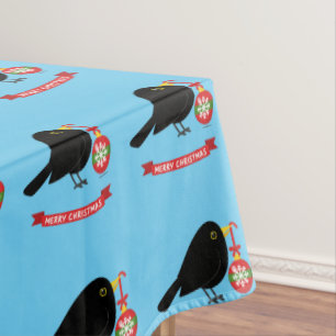 Niedlicher Blackbird mit Weihnachtsball Tischdecke